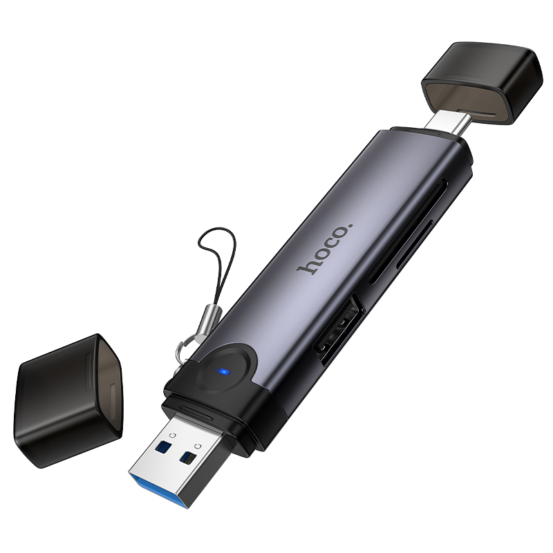 Hoco 3in1 USB/USB-C Card Reader HB56 - Metal Gray